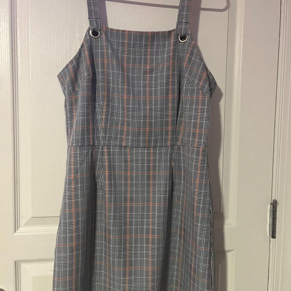 Red, white, and blue plaid dress